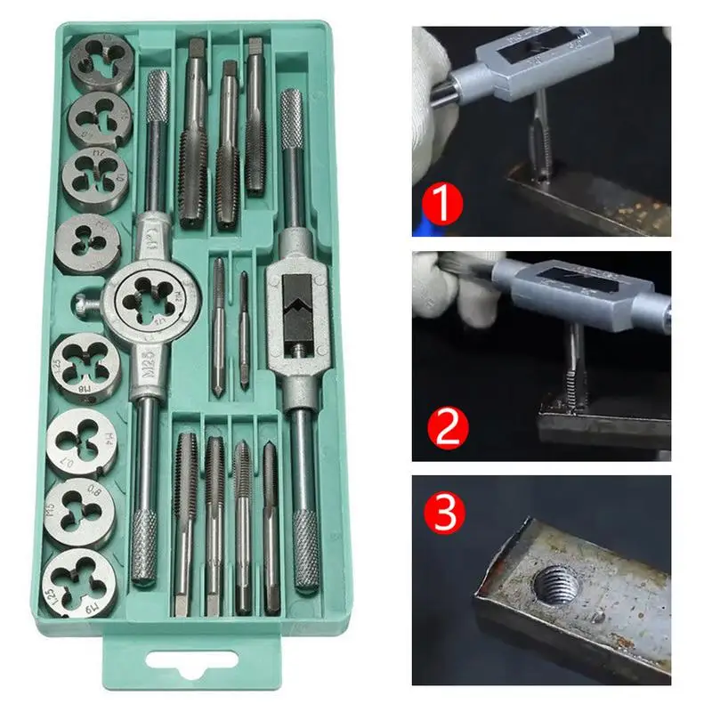 

20 Pcs Metric Faucet System And Die Combo Wrench Tap Hand Setter Setter Set Fast Tool Tapping Thin Wire Speed Die Sets