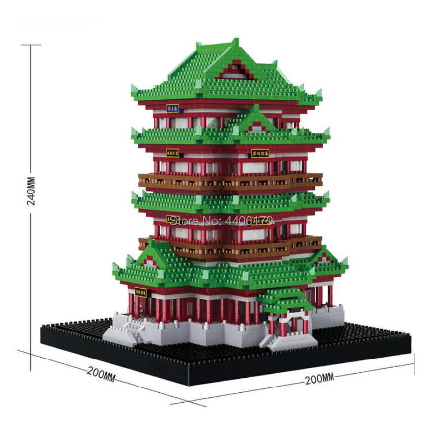 

hot LegoINGlys creators city Street view ancient China Architecture Teng Wang Tower micro diamond Building block brick toys gift