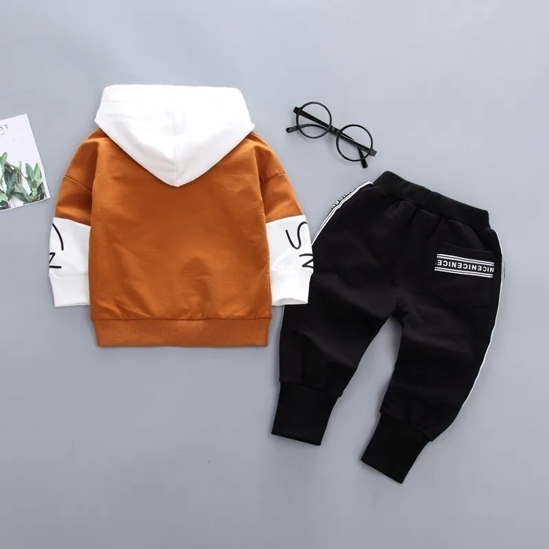 Spring Autumn Children Cotton Clothes Baby Girls Boys Sport Letter Hooded Sweatshirt Pants 2Pcs/Set Toddler Casual Tracksuits