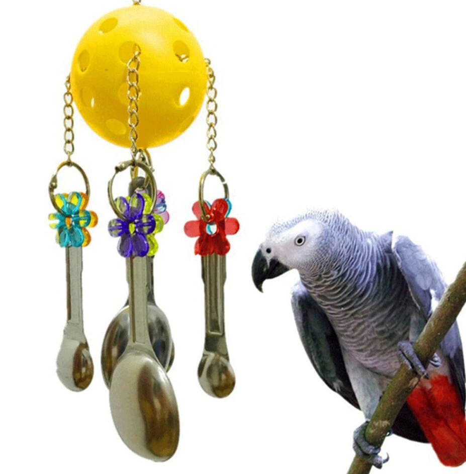 Parrot Pets Bird Chew Cages Hang Toys Wood Large Rope A5K0 Bells Ch Ladder O0H2 