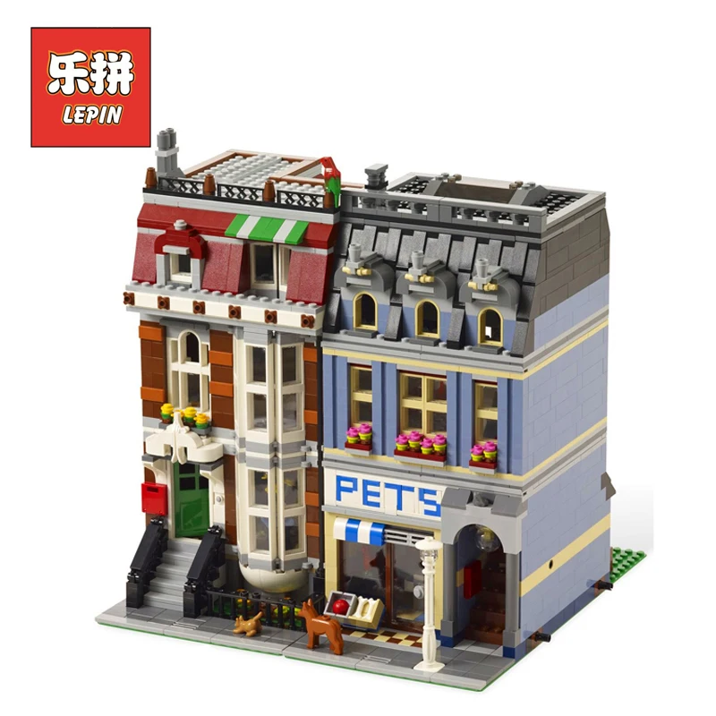 

Lepin 15009 2128pcs City Street Creator Pet Shop Supermarket Model Building Block Kids Toys Compatible Legoinglys 10218 Bricks