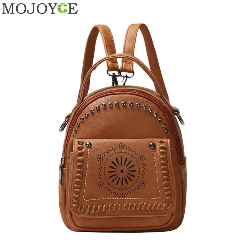 

Vintage Leather Backpack Women Fashion Samll Teenage Girl School Bag Famous Design Female Travel Shoulder Bags 2019 New Rucksack