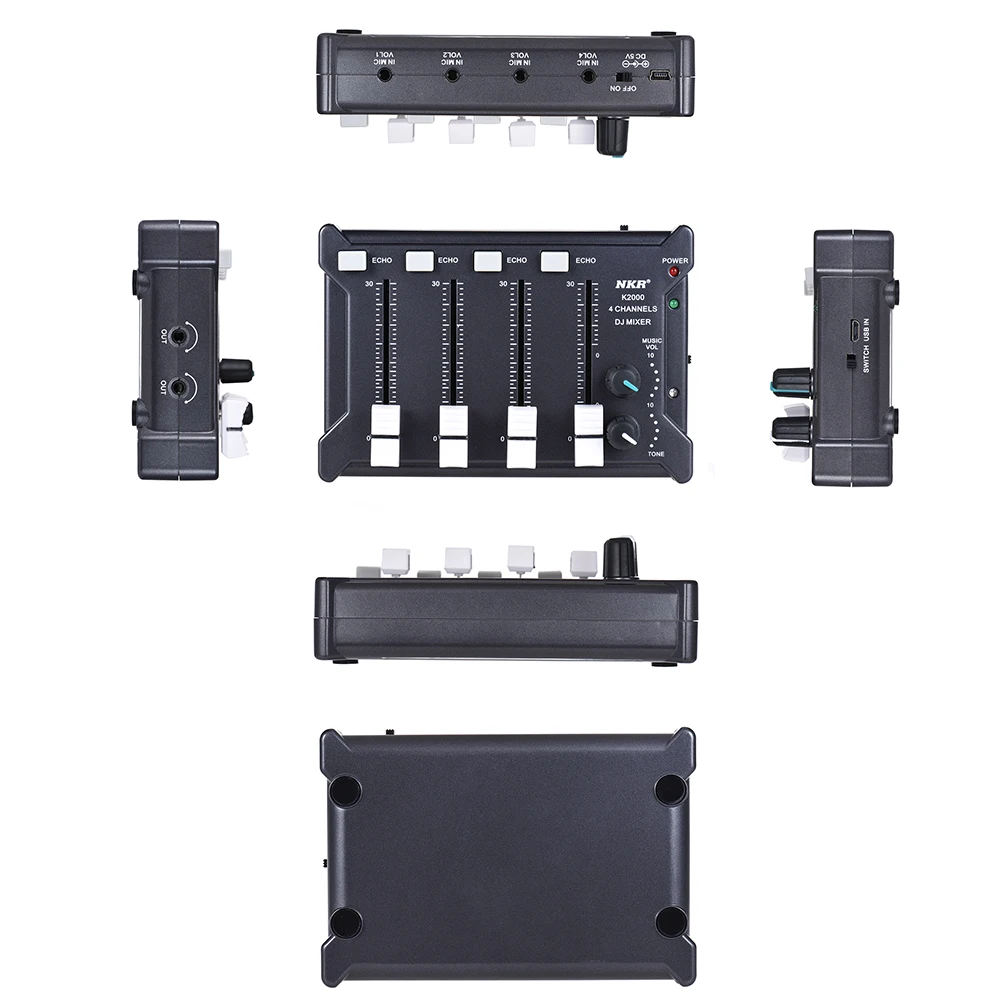 Профессиональный карманный смеситель 4-канальный подойдет как для повседневной носки, так стерео аудио DJ микшер питаемые через USB порт BT подключения мобильного телефона