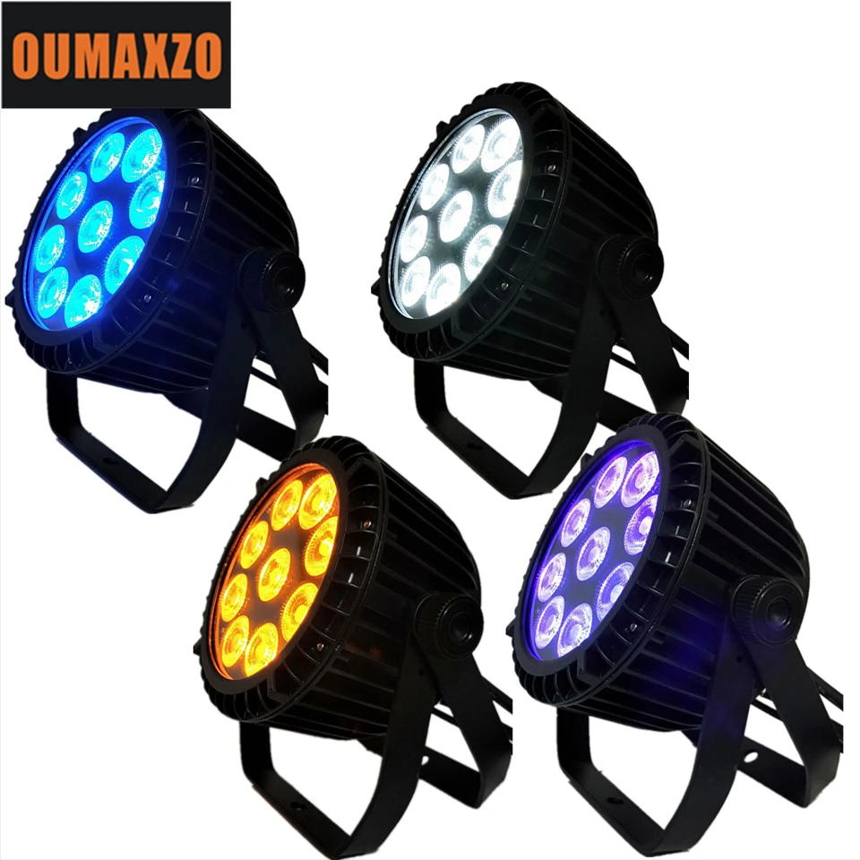 

4pcs/lot IP65 9pcs * 18w rgbwa uv 6in1 led par stage lighting 9pcs led par 64 light DJ stage dmx512 color wash par can