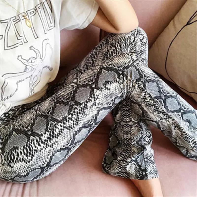 

High Waist Snake Printed Casual Wide Leg Long Pants Women Solid Color Women's Loose Casual Trousers Plus Size S-L