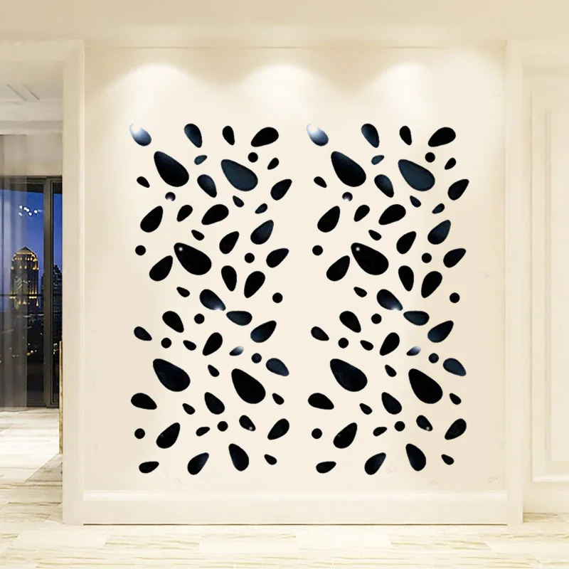 

Nordic 12PCS Silver Removable Cobblestone 3D Mirror Glass Wall Stickers Home Decoration