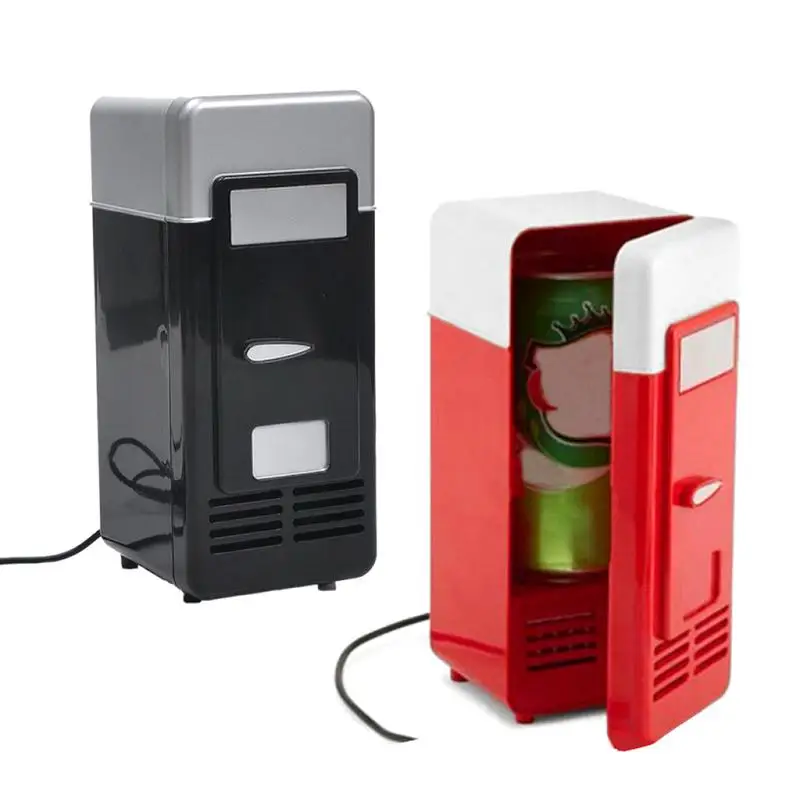 

Desktop Mini Fridge USB Gadget Beverage Cans Cooler Warmer Refrigerator With Internal LED Light Car Use Mini Fridge