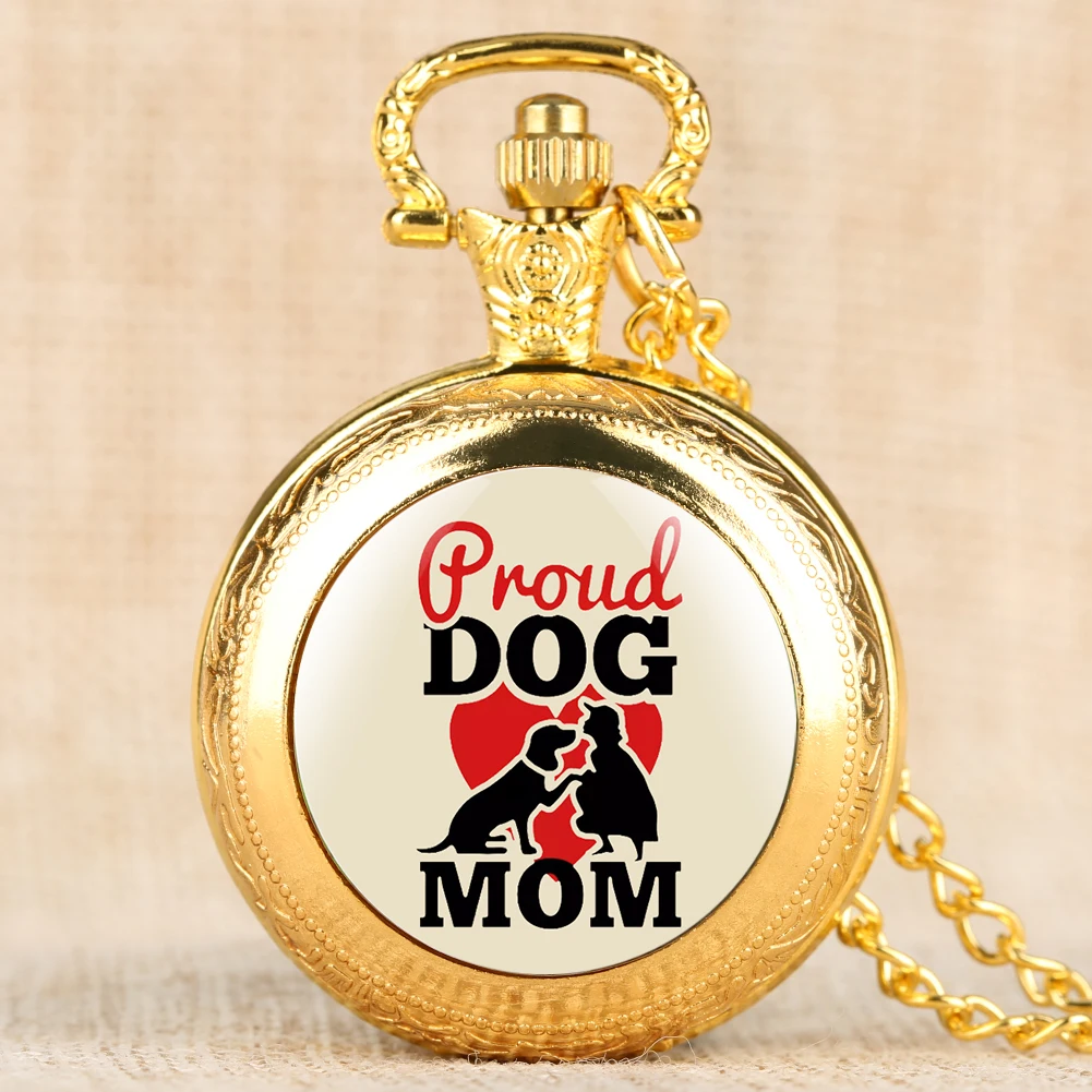Ретро Собака Мама серии Карманные часы для женщин кварцевые часы для женщин классические Подвесные часы цепь для дам