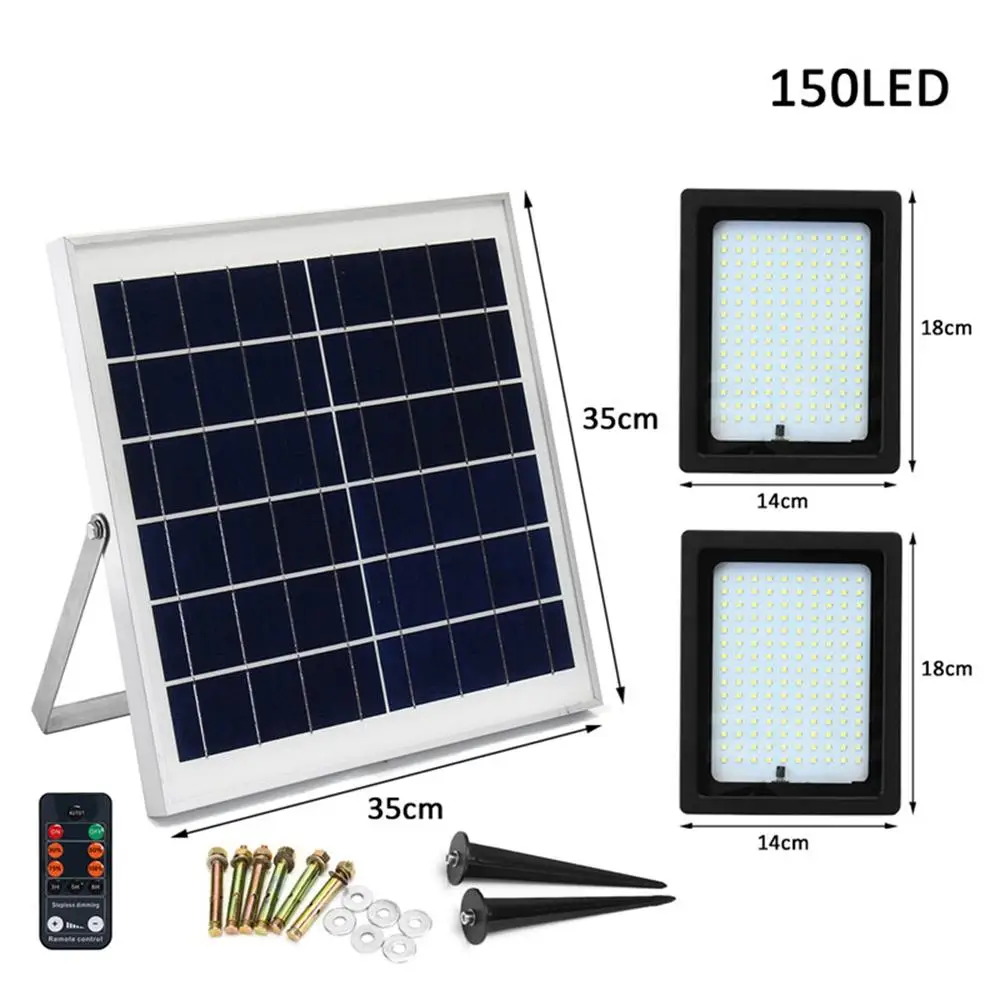 

Waterproof Floodlights 2 Pcs 20W 150 LED 2835smd Flood Light Remote Control+Light Sensor Solar Light Street light Super Bright