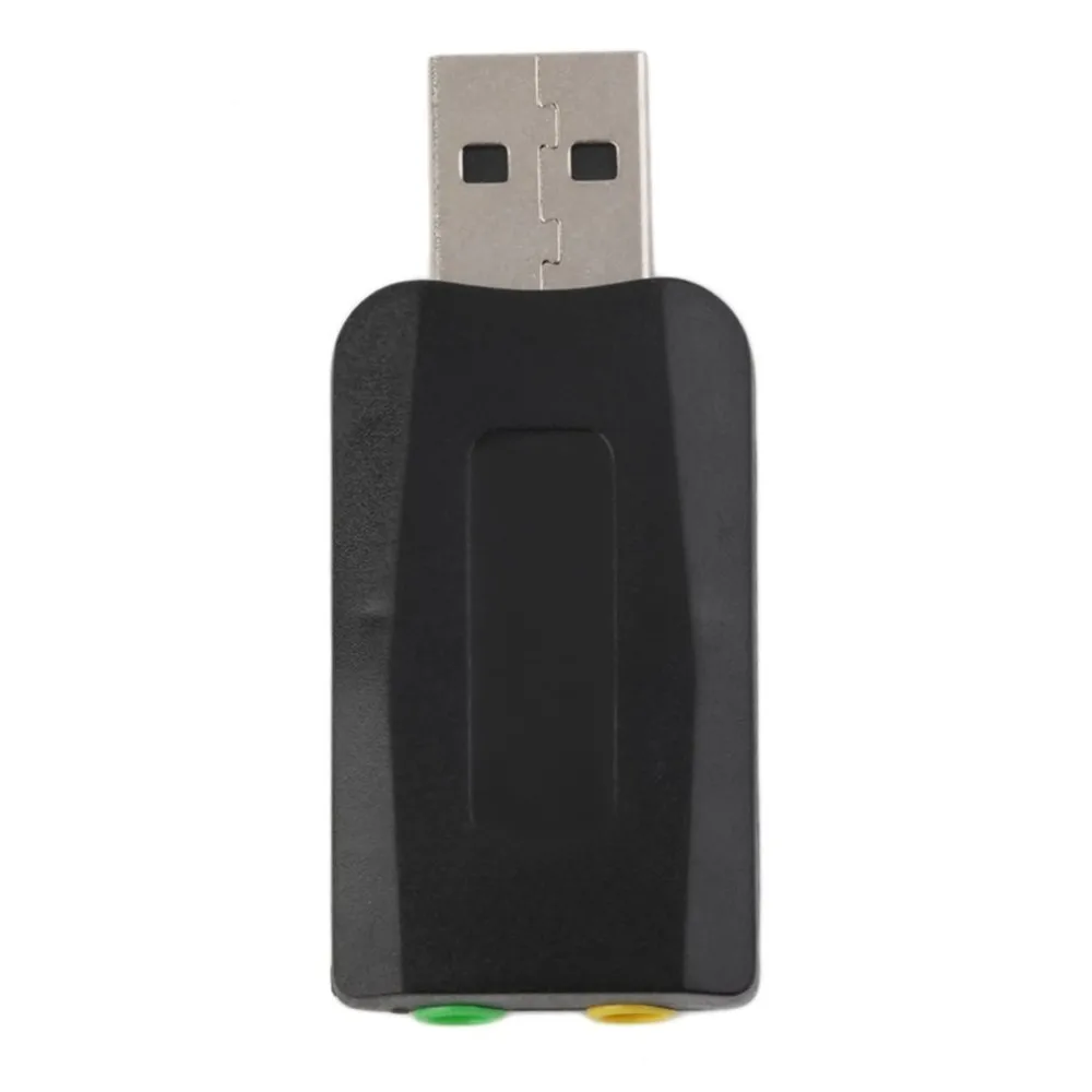 Прочный легкий разъем и воспроизведение USB 2,0-3D для микрофона, динамика, аудио гарнитуры, адаптер для звуковой карты 5,1 каналов для ПК, ноутбука, черный