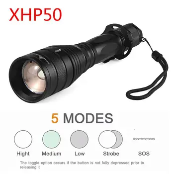 

3800lm LED Flashlight 18650 Battery XHP50 LED Strong Power Zoom Telescopic Lens Powerful Flashlight Torch for Outdoor Camping