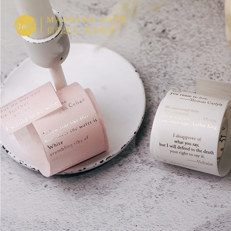 

40mm*5m Pink Rose Gold w11 Cute w33 w44 Poetry & Letters Repeatable Paste Washi Tape