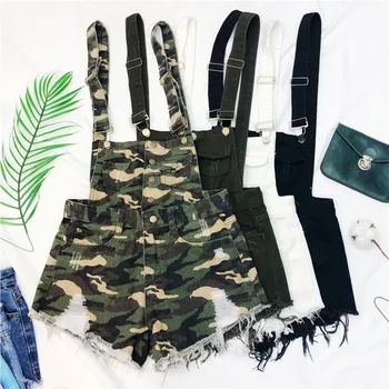 

Mori girl Denim Playsuits candy color Straps Cotton Rompers Casual Overalls HolesHarajuku Shorts Jumpsuit Ladies Sweet Playsuit
