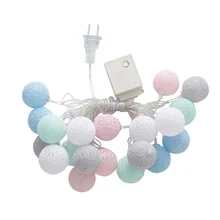 Гирлянда с хлопковым шаром 3,55 м, 20 светодиодных гирлянд для свадебной вечеринки, дома, спальни, свадебного украшения