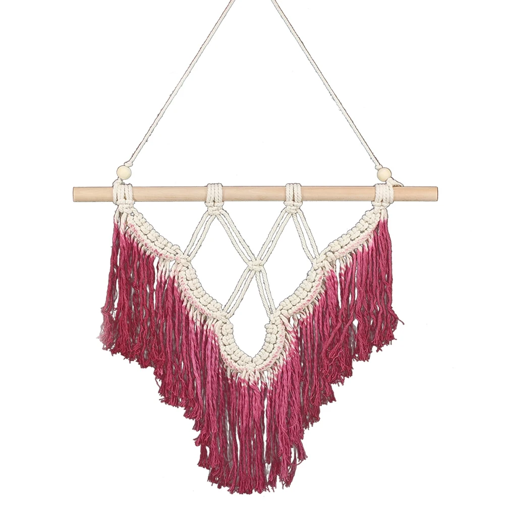 

Hot Bohemian Hand-Woven Tassel Tapestry Newest Handmade Bead Macrame Wall Hanging
