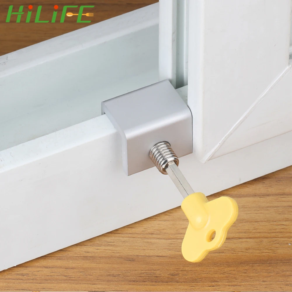 

HILIFE Security Door Window Lock Aluminum Restrictor Window Cable Limit For Children Window Sliding Stopper Safety Key Lock