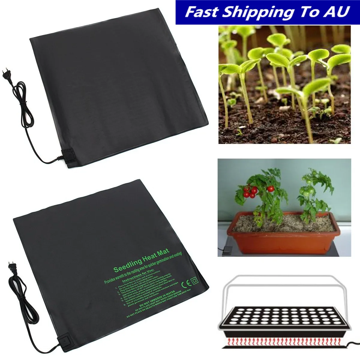 

52x52cm 110V/220V Seedling Heating Mat Waterproof Plant Seed Germination Propagation Clone Starter Pad Garden Supplies EU USPlug