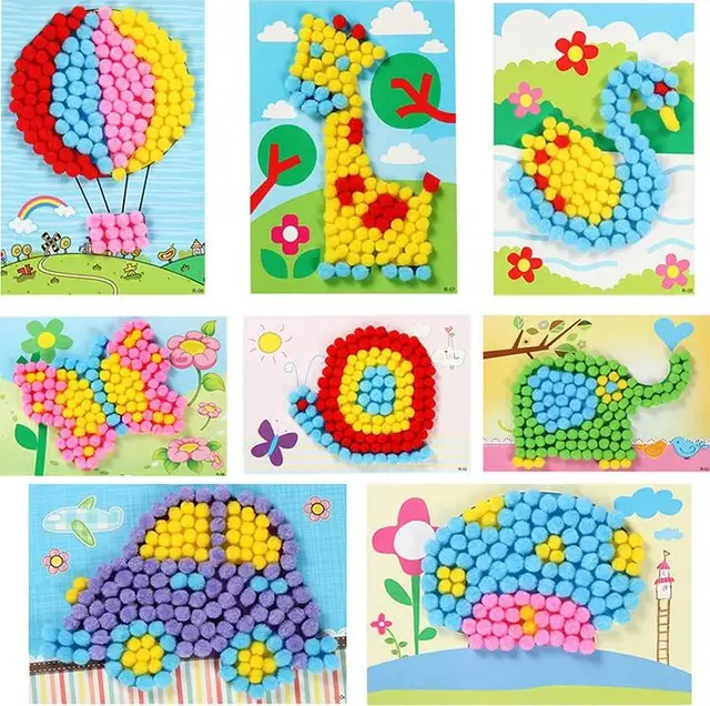 Kids Plush Ball Painting Stickers Set 6