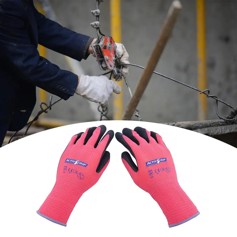 Garden Glove Knitted Nylon with Latex Foam Coated Safety Gloves for Agricultural Work