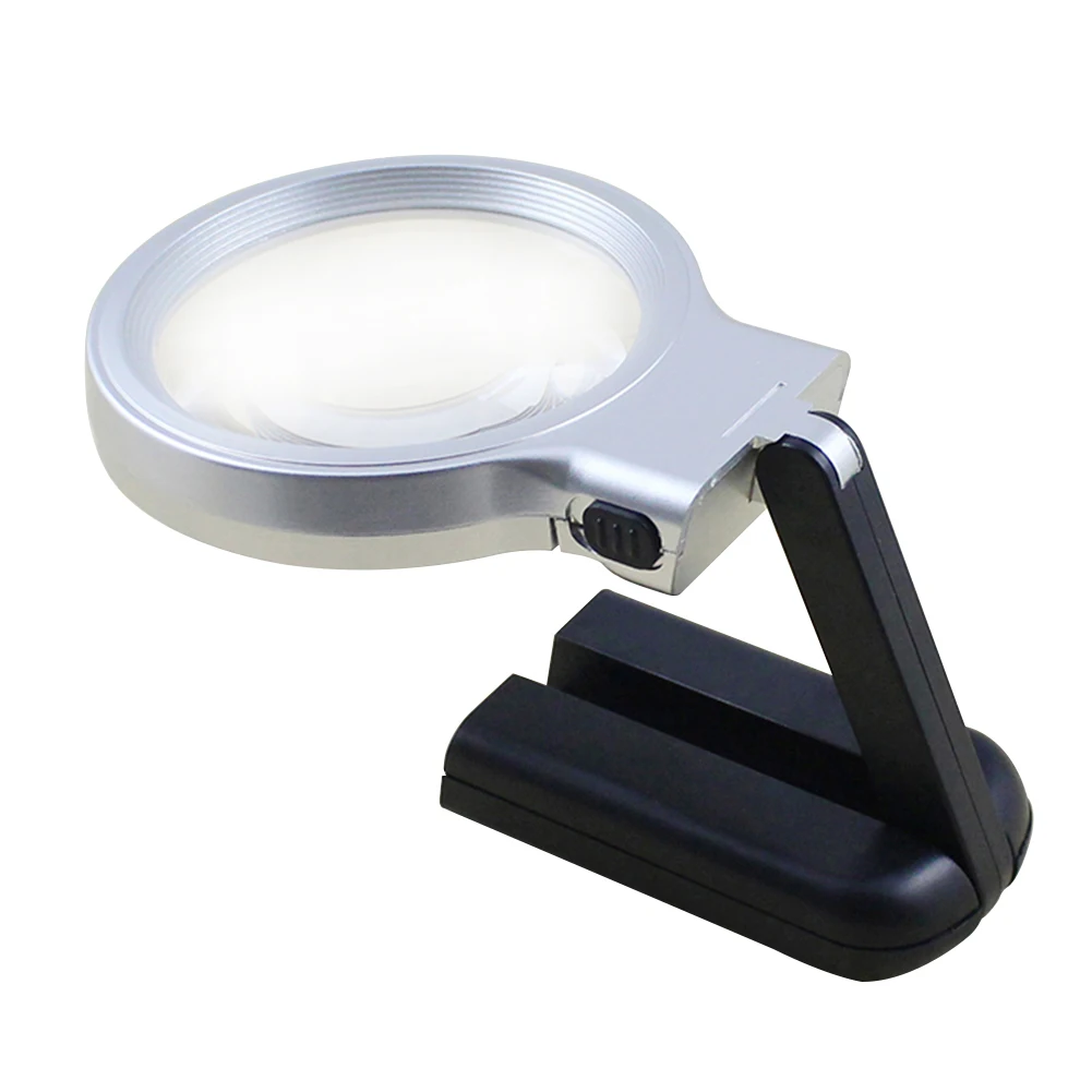 

3X Needlework Magnifying Glass Inspection Stand Illuminated LED Lighted Foldable Repair Handheld Magnifier Portable Reading