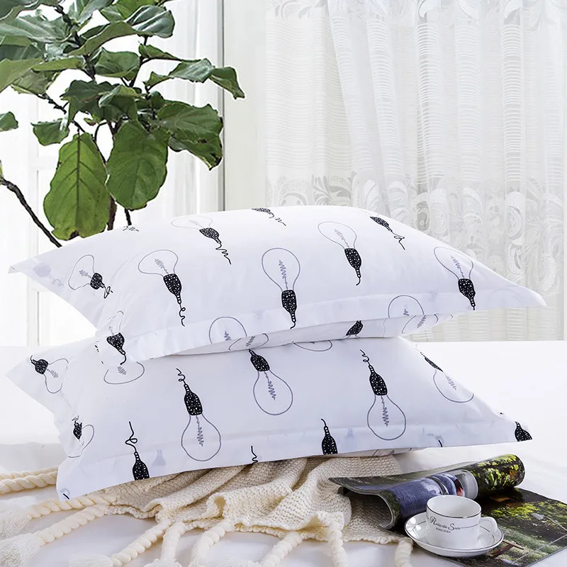 

1 Piece White Color Fabric Pillowcase Bulb Print Pillow Case Cover 48cm*74cm Kid Adult Bedroom Use 50