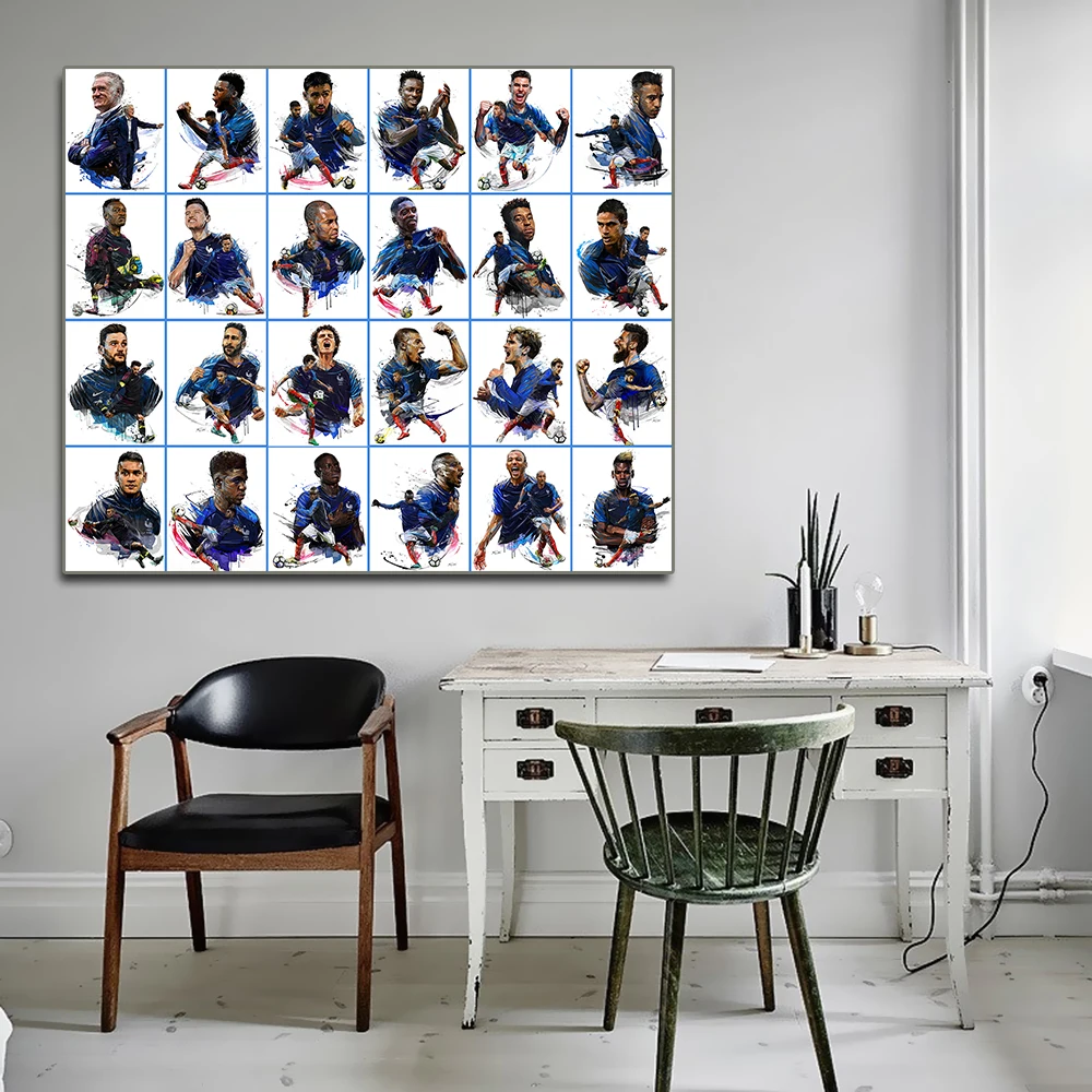 

AAHH French National Football Team Wall Art Picture Canvas Oil Paining Living Room Decoration Picture Decor for Home No Frame