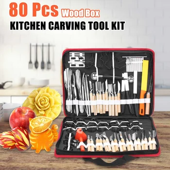 

80 In 1 Portable Kitchen Carving Cutter Tool Sets Vegetable Food Fruit Carving Knife Sculpture Carving Tool with Storage Bag
