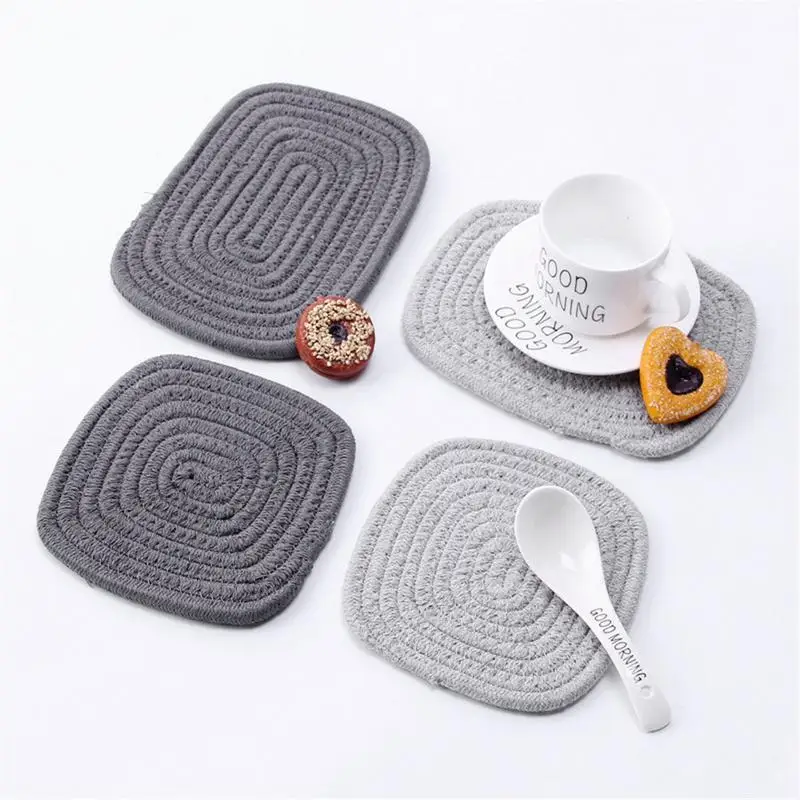 

Cotton Rope Placemat Tea Coaster Pot Non - Slip Table Mat Insulation Natural Table Kitchen Carft Cup Holder Base Decoration