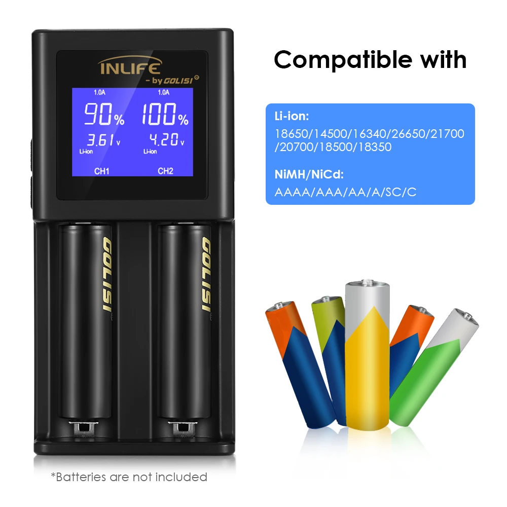 Inlife S2 Smart Battery Charger Screen Rechargeable Lithium-Ion / NiMH NiCd Portable With Multiple Types Of Protection | Освещение
