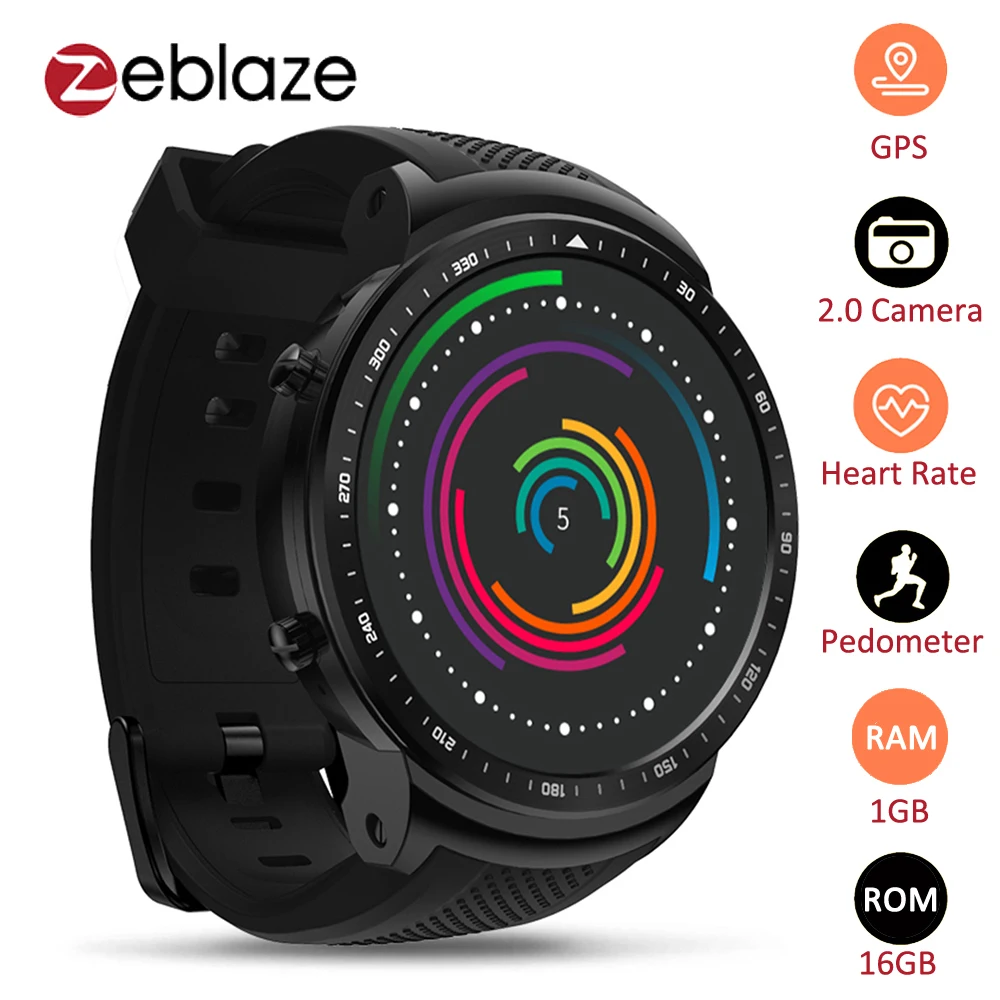 

Zeblaze Thor Pro 3g Gps Smart Watch Phone 1.53" Ips Android 5.1 1gb 16gb Bt4.0 Sport Smartwatch 2.0mp Camera Heart Rate Monitor