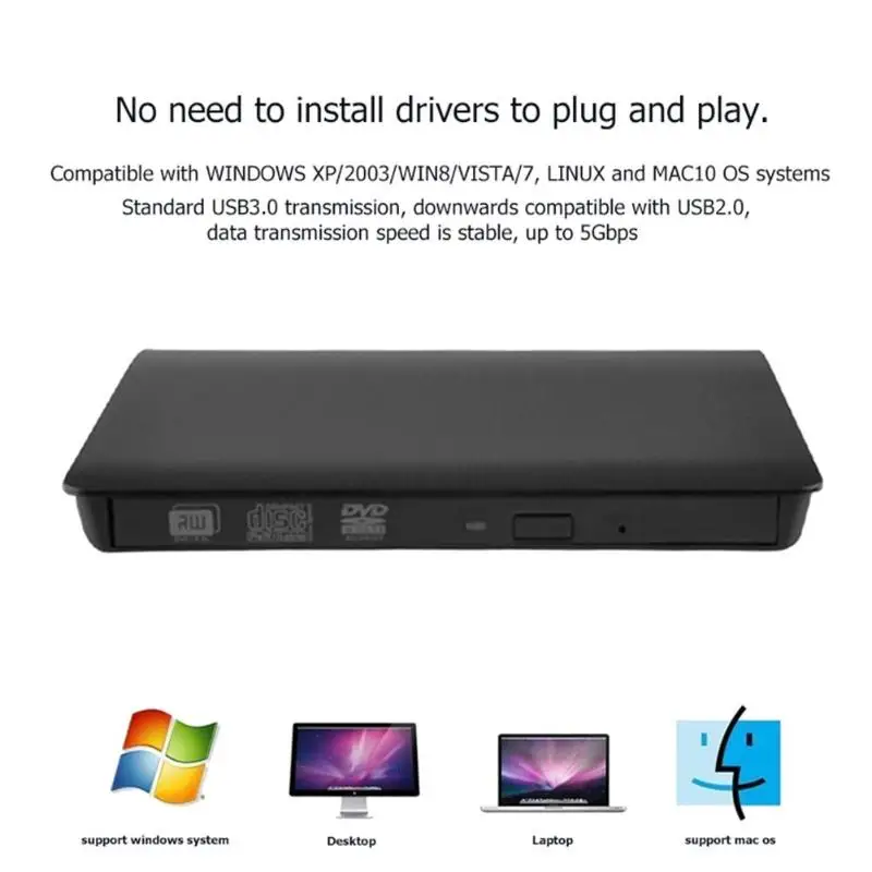ALLOYSEED USB 3.0 External CD DVD ROM Player Optical Drive DVD Burner Reader Writer for Macbook Pro ALLOYSEED USB 3.0 External CD DVD ROM Player Optical Drive DVD Burner Reader Writer for Macbook Pro