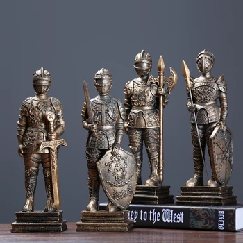 

Retro Armor Warrior Sculpture Nordic Style Industrial Cold Weapon Era Warrior Decoration Kids Gift For Children Room Decor