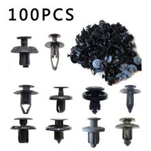 100 шт./компл., черный, смешанный; Пластик крепеж винтовые заклепки зажимы комплект Высокое качество для автомобильного бампера крыло планки заклепки зажимы