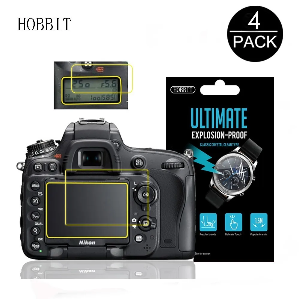 

4PACK Set Top Panel and Camera LCD Protection Film Screen Protector for Nikon D750 D500 DF D810 D800 D610 D600 Digital Camera