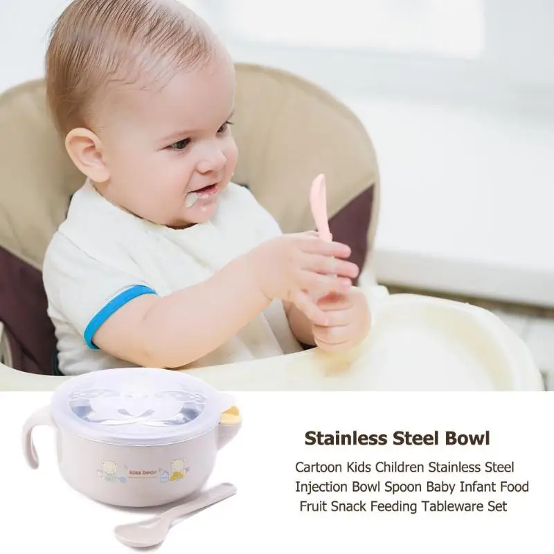 1Pc Kids Cute Cartoon Stainless Steel Bowl With Spoon Set Spoon Baby Food Feeding Training Bowl Children Tableware 1Pc Kids Cute Cartoon Stainless Steel Bowl With Spoon Set Spoon Baby Food Feeding Training Bowl Children Tableware