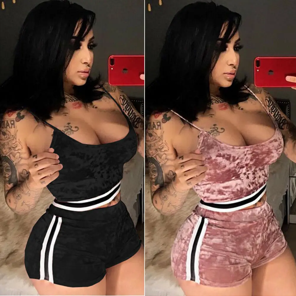 

2PCS/Set Women Sports Suit Crop Top Pants Outfit Yoga Workout Clothes Tracksuit 3 Colors