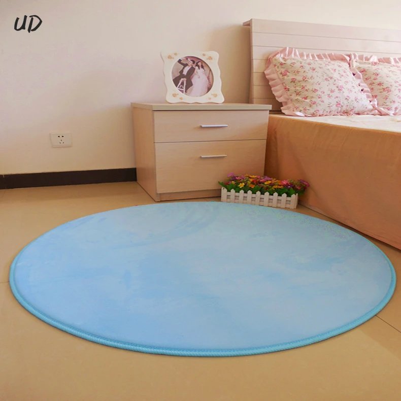 

2107 Coral Fleece Home Textile Round Foam Rug Non Slip Shower Bedroom Mat Door Floor Carpet Round Rug 12 Colors K006