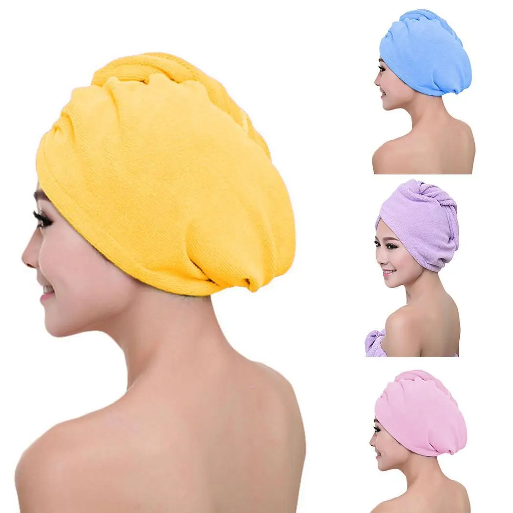 

Lady's Magic Dry Hair Cap Quick Dry Hair Towel Lovely Drying Soft Head Wrap Hat Women Towels Bathroom Microfiber Bath Towel