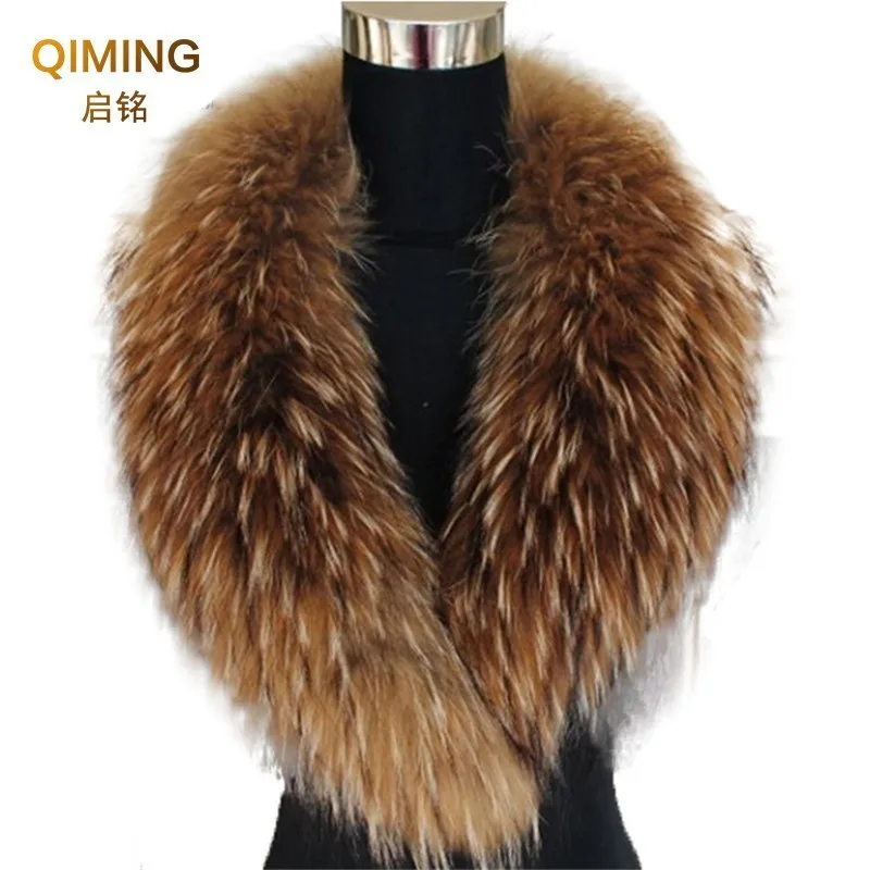 US $39.99 Natural Raccoon Fox Real Fur Collar Winter Scarf Women Big Size Scarves Warp Shawl Neck Warmer Stole Muffler With Multicolor