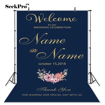 

Thin Vinyl welcome to wedding celebration flowers Photo Backdrops Printed studio indoor professional Photographic Backgrounds