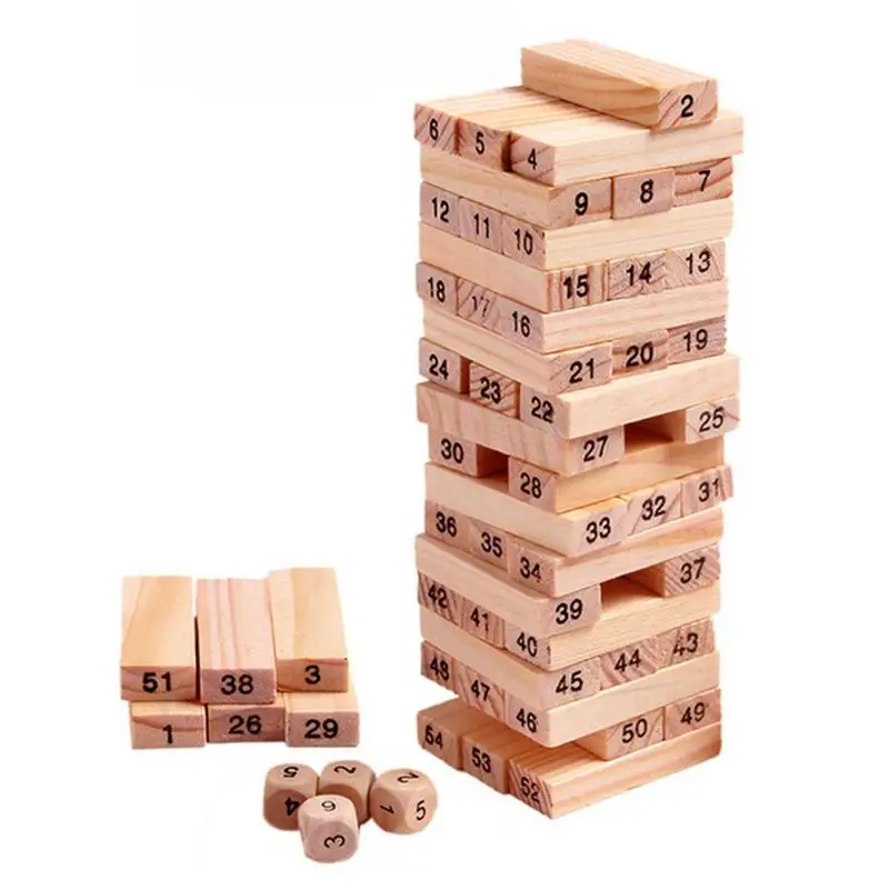 54 шт. деревянные строительные деревянные башни блоки игрушки домино укладчик настольная игра игрушки семейные вечерние забавные строительные блоки