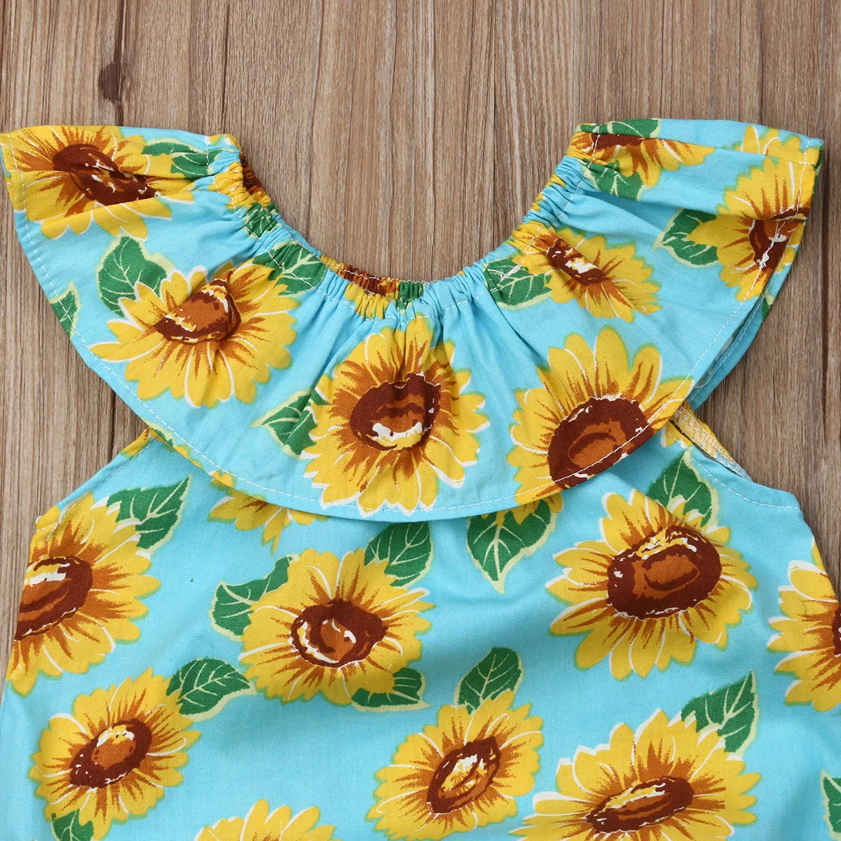 3 اللون الوليد ملابس بناتي الرضّع عباد الشمس رومبير بيتر بان طوق بذلة الزي مجموعة