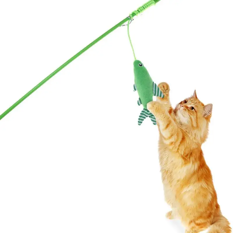 

Cat Toys Pets Teasing Fish Rod for Kitten Cats Scratching Playing Training Teaser Wand Interactive Toys Pet Supplies 2018