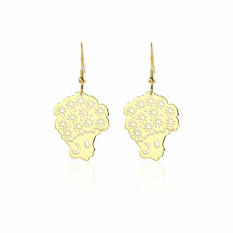

Dangle Earring Stainless Steel Hollow African Woman Drop Earrings Creative African Ethnic Women Tribal Jewelry Bijoux