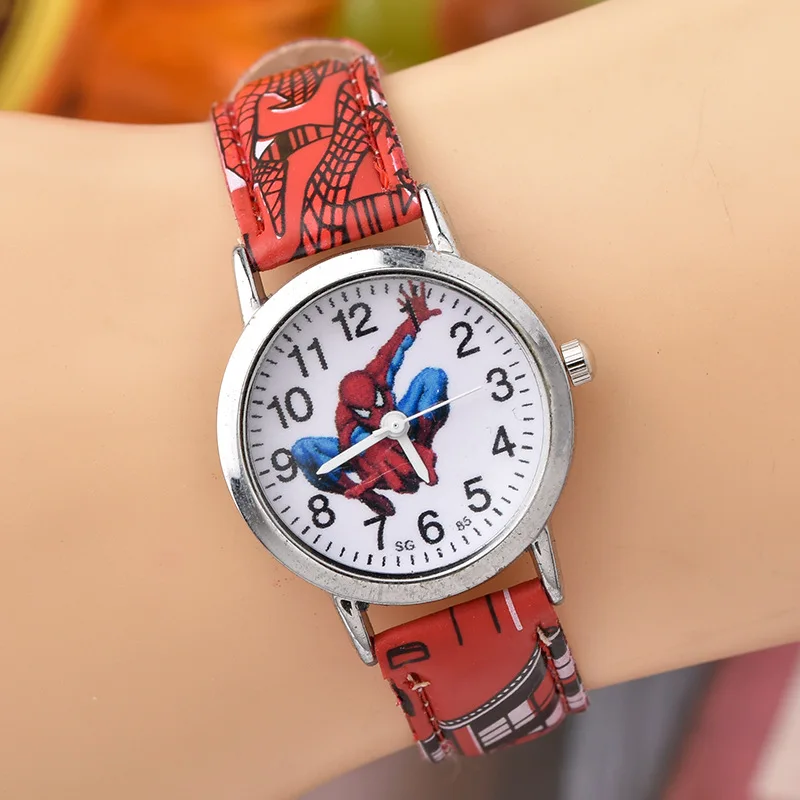 Disney SpiderMan Watch Cute Cartoon Watch Kids Watches Boys Christmas Gift  Leather Quartz Watch 3