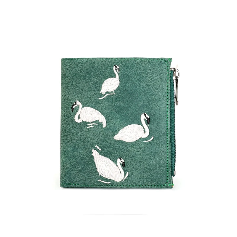 

Wallet Female Fashion Flamingo Wallet Zipper Lady Small Wallet Short Candy Color Purse Mini Multi-Function Leather Wallet