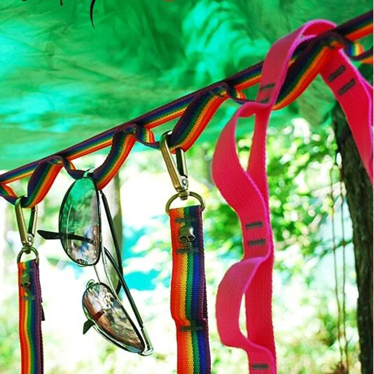 1Pcs 2M  Multifunctional Camping Hanging rope Colorful Rope Rainbow Tent  Cup Hang Lamp Hang Outdoors Clothes Line Weave Bring 3