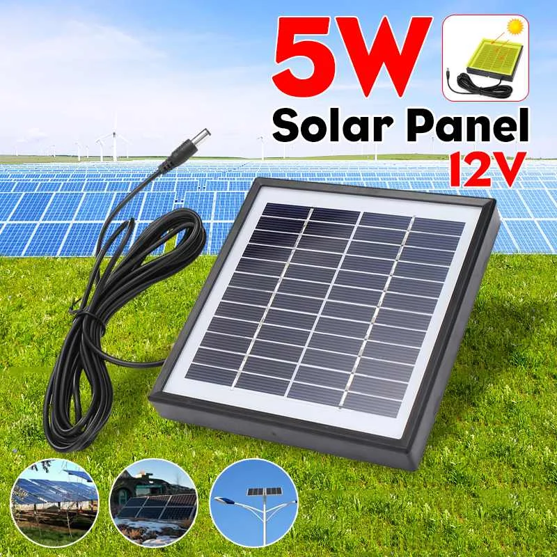 

5W 12V Solar Panel Outdoor 3 Meter Cable Portable Solar Charger Pane Climbing Fast Charger Polysilicon Tablet Solar Generator