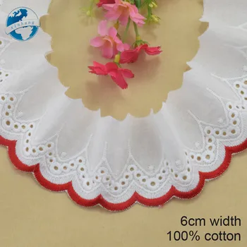 

6cm width 100% Cotton embroid lace sewing ribbon guipure trim fabric warp knitting DIY Garment Accessories african lace#3252