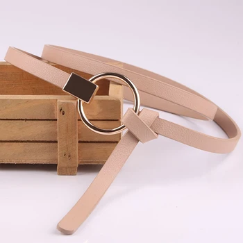 

Woman Fashion Small Round Buckle Belt Thin Dress Sweater Chain Decorative Waist Knotted Ring Wild